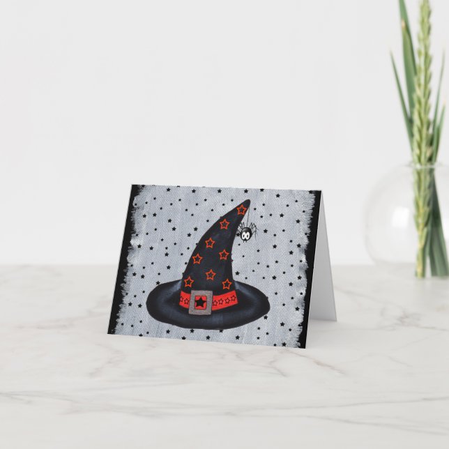 Carte Casquette de sorcière noire Boucle d'argent Orange (Devant)