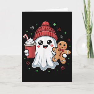 Carte Casquette fantôme rétro Noël vacances Noël café G