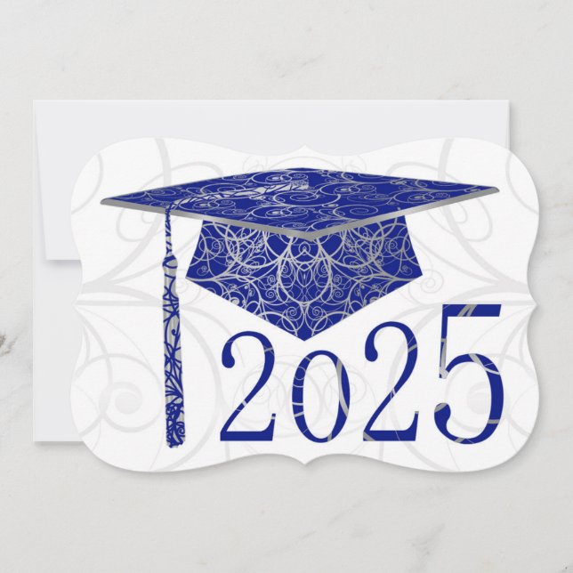 Carte Casquette floral bleu et argent 2025 (Devant)