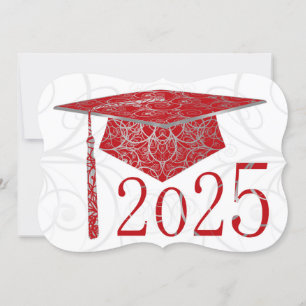 Carte Casquette floral rouge et argent 2025
