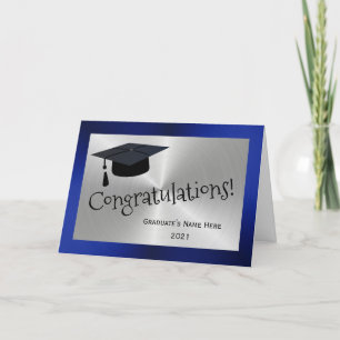 Carte Casquette moderne Silver Blue Félicitations Gradua