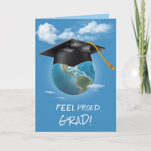 Carte Casquette noire de graduation sur la planète Terre (Devant)