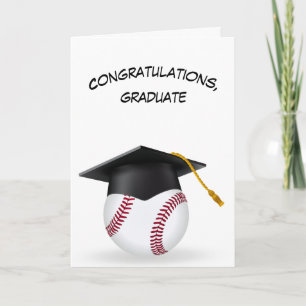 Carte Casquette noire de graduation sur un baseball