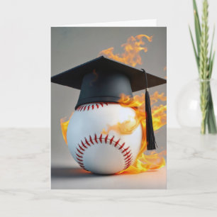 Carte Casquette noire de graduation sur un baseball flam