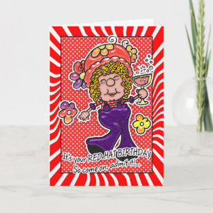 Carte Casquette Rouge Anniversaire - Femme Amusant