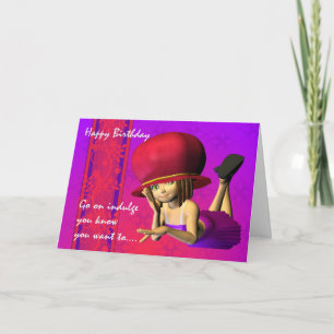 Carte Casquette rouge Anniversaire, mignonne petite fill