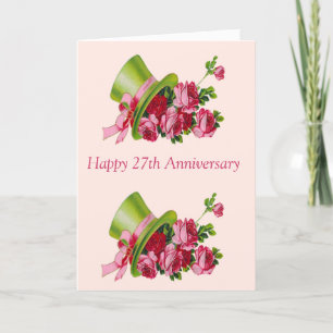 Carte Casquette supérieur et fleurs, 27ème anniversaire