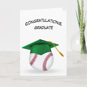 Carte Casquette verte de fin d'études sur un baseball
