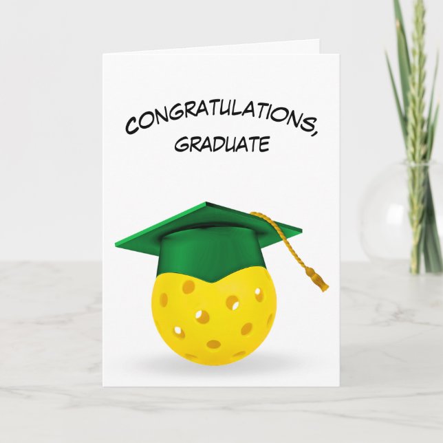 Carte Casquette verte de graduation sur un ballon de bas (Devant)