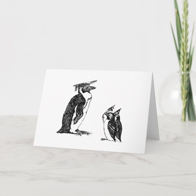 Carte Casquettes de graduation de bout de pingouins à (Devant)