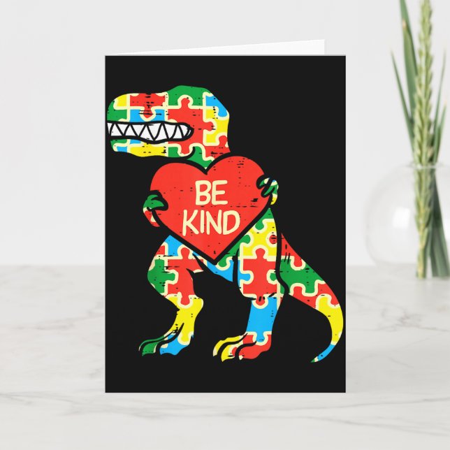 Carte Casse-tête dinosaure Trex de sensibilisation à l'a (Devant)