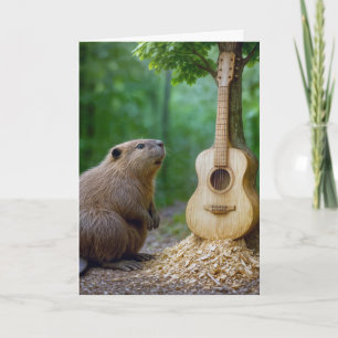 Carte Castor Anniversaire Avec Guitare