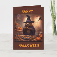 Castor dans un costume de sorcière pour Halloween