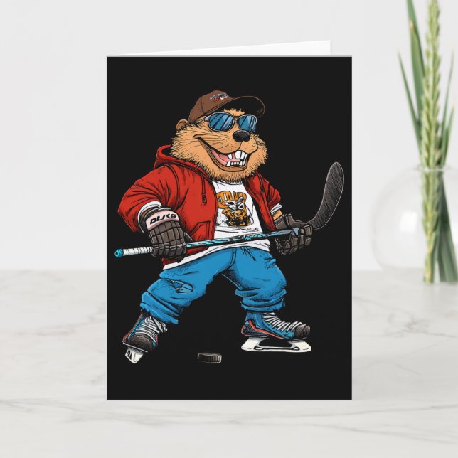 Carte Castor de hockey sur glace  (Devant)