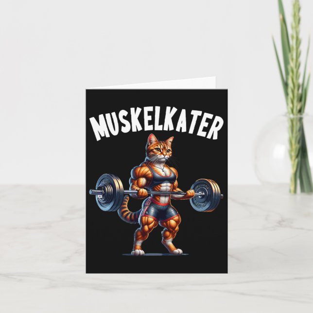 Carte Cat Barbell Design Pour Bodybuilders Bodybuilding (Devant)