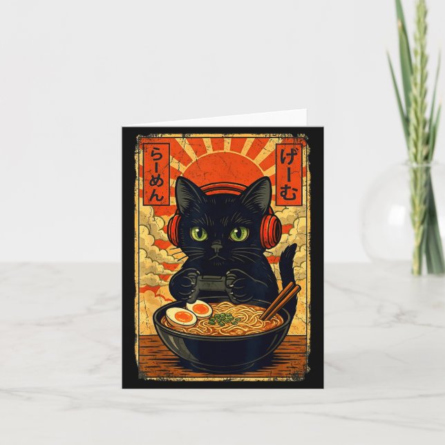 Carte Cat Gamer Men Anime Kawaii Funny Gaming Headset Ca (Devant)