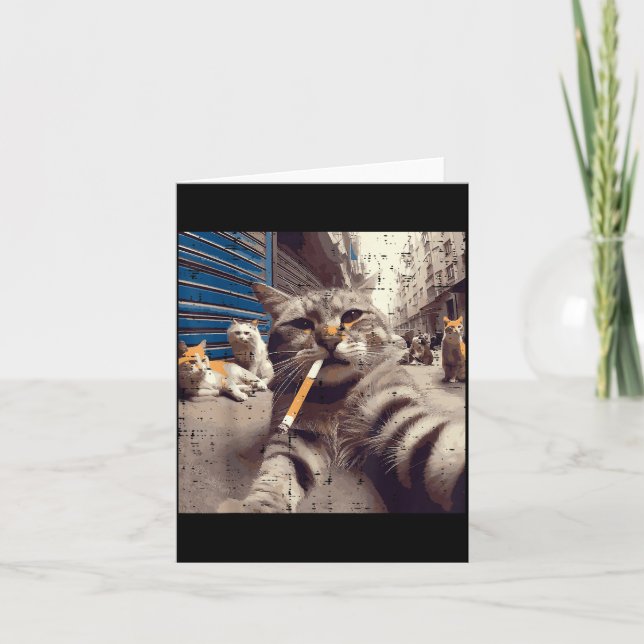 Carte Cat Gangster Street Cats Selfie Funny Meme Humor M (Devant)