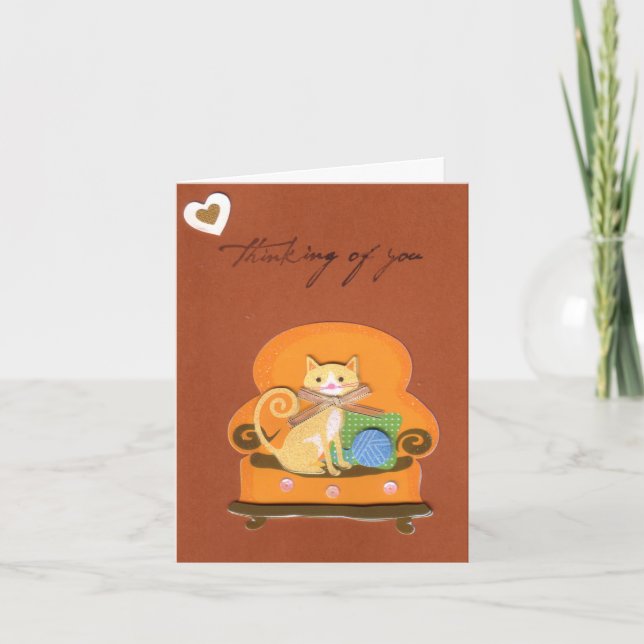 Carte Cat in chair Thinking of You Card (Devant)