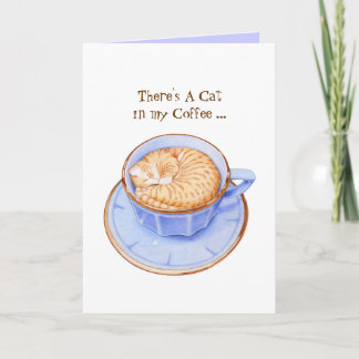 Carte Cat in Coffee Card