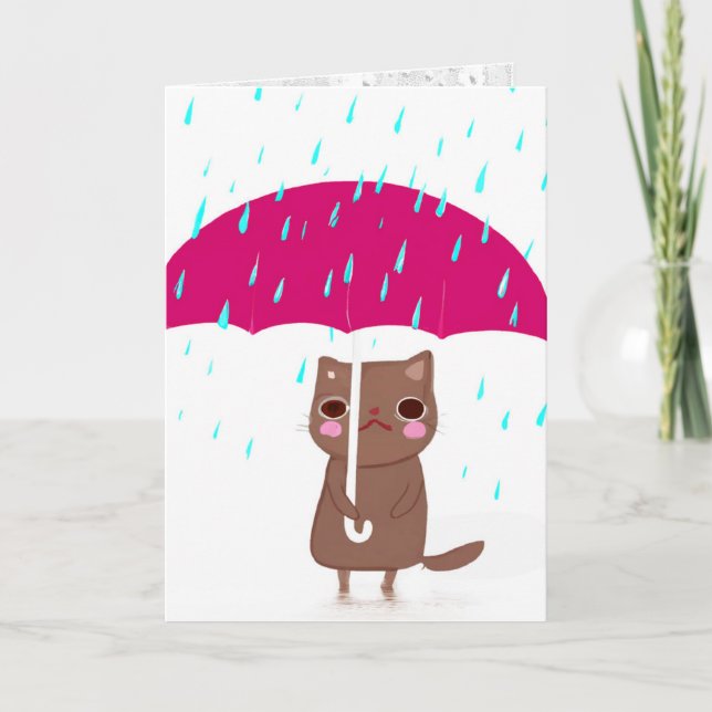 Carte Cat IW avec parapluie (Devant)