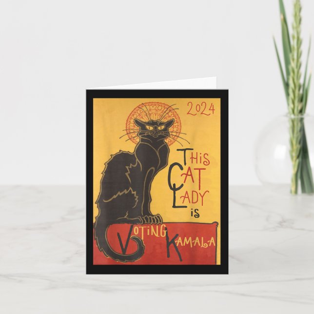 Carte Cat Lady Kamala Le Conversation Noir Funny Ballot (Devant)