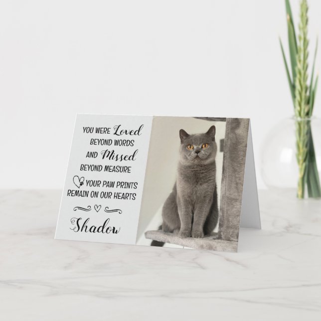 Carte Cat Loss Sympathy Card Personalized Photo Pet Name (Devant)
