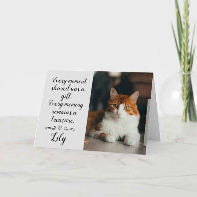 Carte Cat Loss Sympathy Card Personalized Photo Pet Name (Devant)