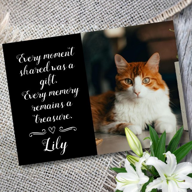 Carte Cat Loss Sympathy Card Personalized Photo Pet Name (Cat condolence card)