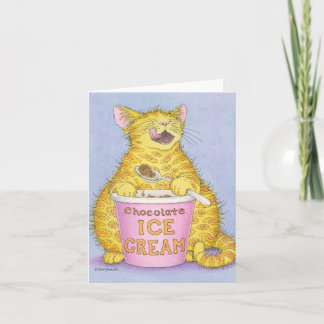 Carte CAT mangeant la crème glacée