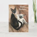 Carte Cat Painting Birthday Card w/ Woodrow Wilson Quote<br><div class="desc">This is an original oil painting I did of my friend's two cats that are inseparable.  The quote by Woodrow Wilson is significant
because it points out the importance of friendship in unifying our world.</div>