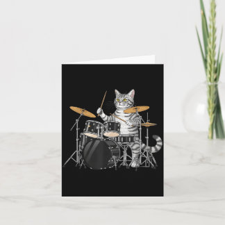 Carte Cat Playing Drums Drumset Drumkit Drumming Drum Dr