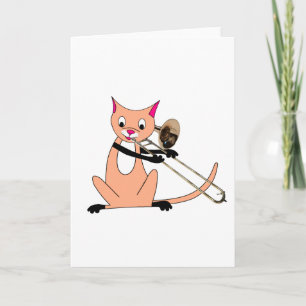 Carte Cat Playing the Trombone