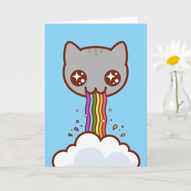 Carte CAT PUING RAINBOW - Funny Cat Card (Petite plante)