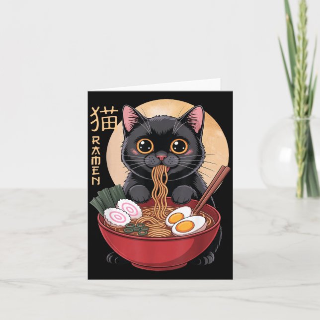 Carte Cat Ramen Funny Graphic Tees Japanese Kawaii Cat A (Devant)