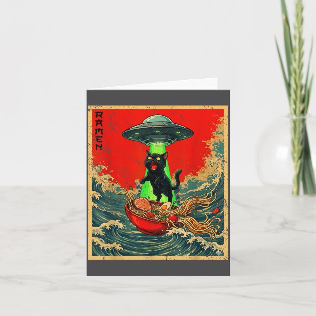 Carte Cat Ramen Ufo Japanese Anime Graphic Tees Men Wome (Devant)