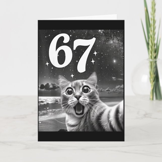 Carte Cat Selfie With 67 Meme Funny Cats Graphic For Men (Devant)
