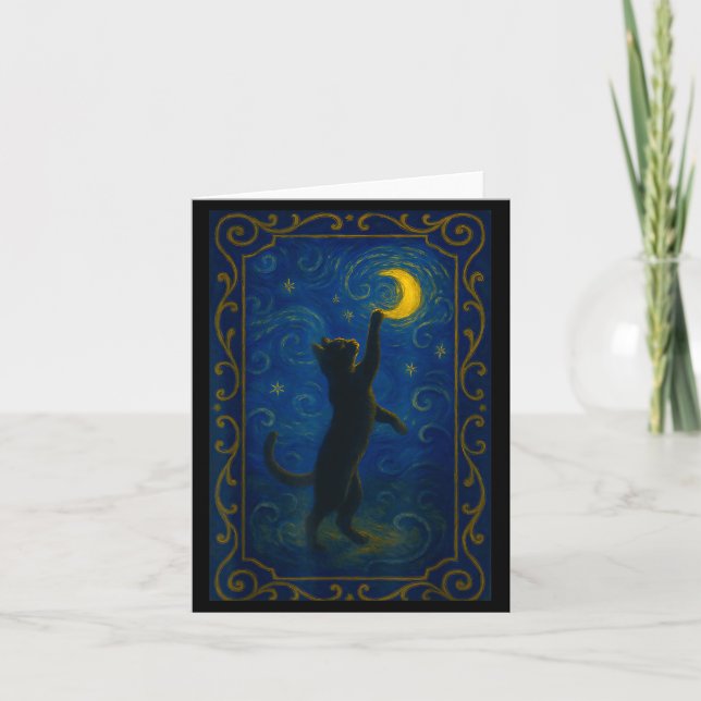 Carte Cat Starry Night Van Gogh Cat Funny Cat Lover Mom  (Devant)