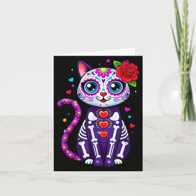 Carte Cat Sugar Skull Cute Cat For Cat Lover Cat-m  (Devant)