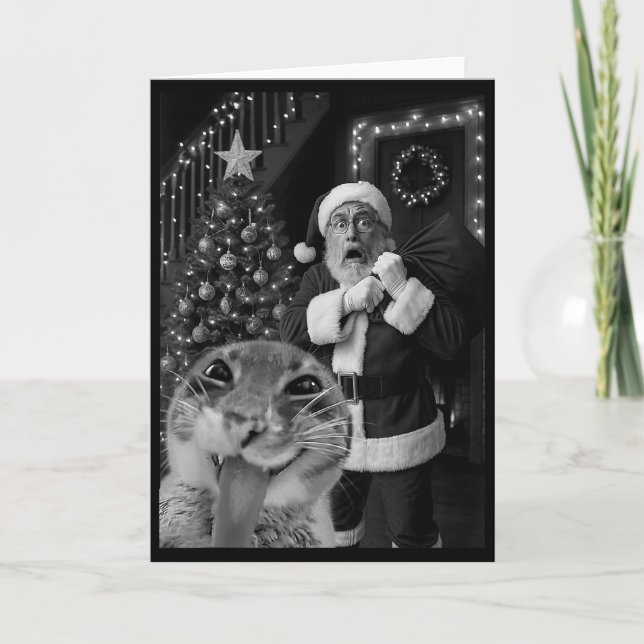 Carte Cat Taking A Selfie Santa Christmas Xmas Pajamas H (Devant)