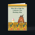 Carte Cat veut aider Maman à célébrer son anniversaire<br><div class="desc">Comical cat veut aider Maman à fêter son anniversaire,  mais seulement si elle donne la chatte chatte. Les mots à l'intérieur peuvent être changés. Merci à Dealjumbo et au Hungryjpeg pour certains des éléments du design.</div>