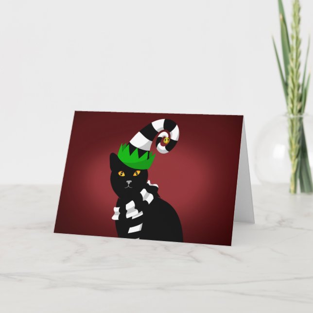 Carte Cat wearing a Funny hat and Scarf (Devant)
