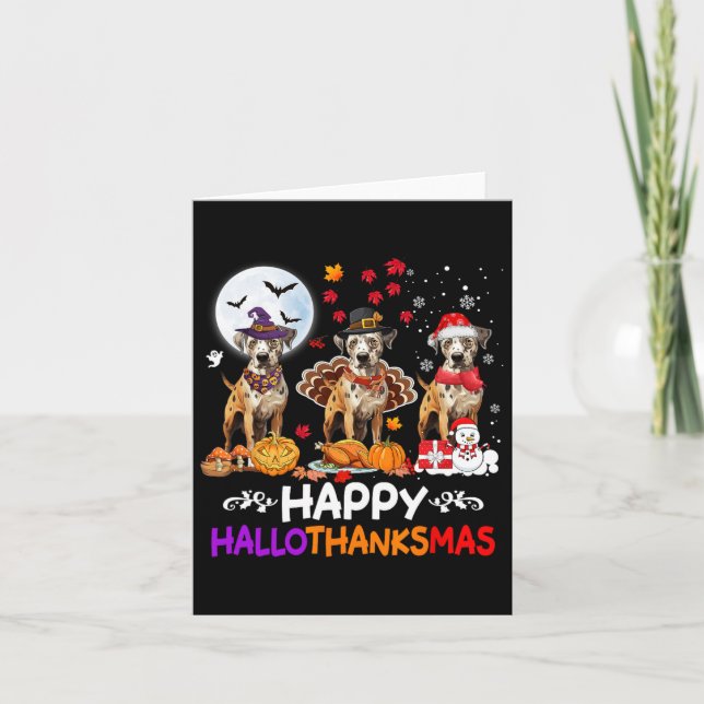 Carte Catahoula Leopard Chien Noël Hallothankmas Thé (Devant)