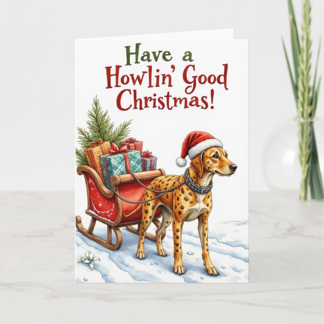 Carte Catahoula Leopard Dog Fête de Noël Pun (Devant)