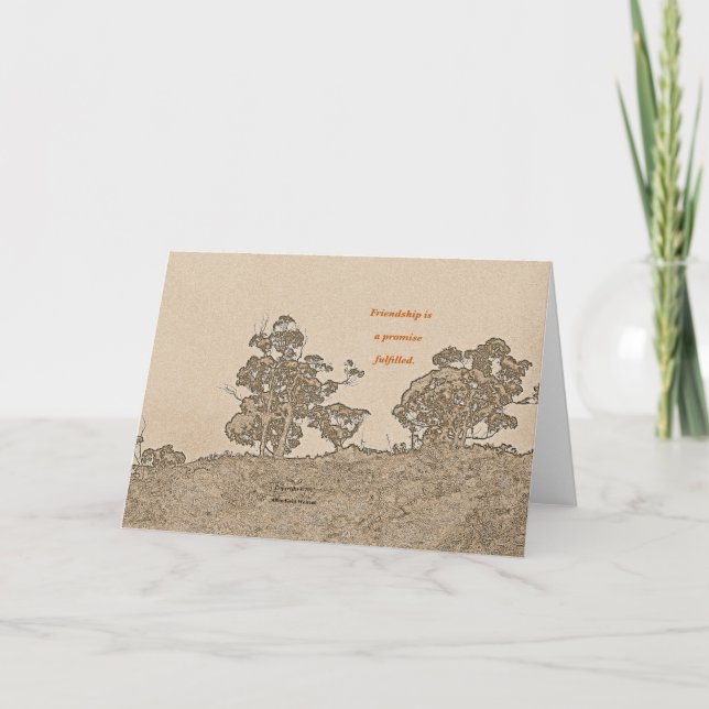 Carte "Catalina Trees #2" avec un poème : Une amitié sim (Devant)