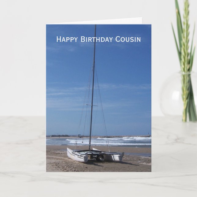 Carte Catamaran Personnalisé Cousin Anniversaire (Devant)