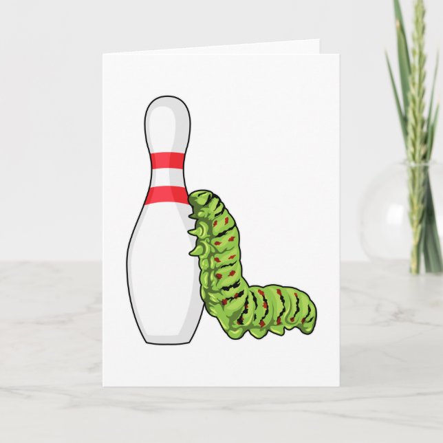 Carte caterpillar at bowling with bowling pin (Devant)