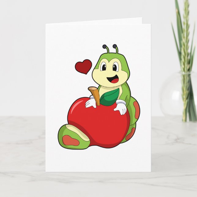 Carte Caterpillar with Apple (Devant)