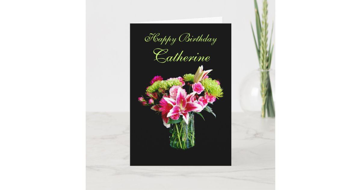 Carte Catherine Joyeux Anniversaire Stargazer Lily Bouq Zazzle Fr