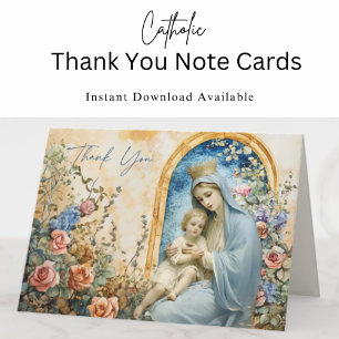 Carte Catholic Marie et Jésus Floral 