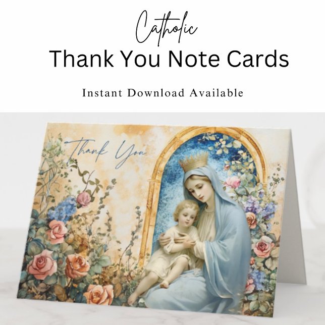 Carte Catholic Marie et Jésus Floral  (Créateur téléchargé)